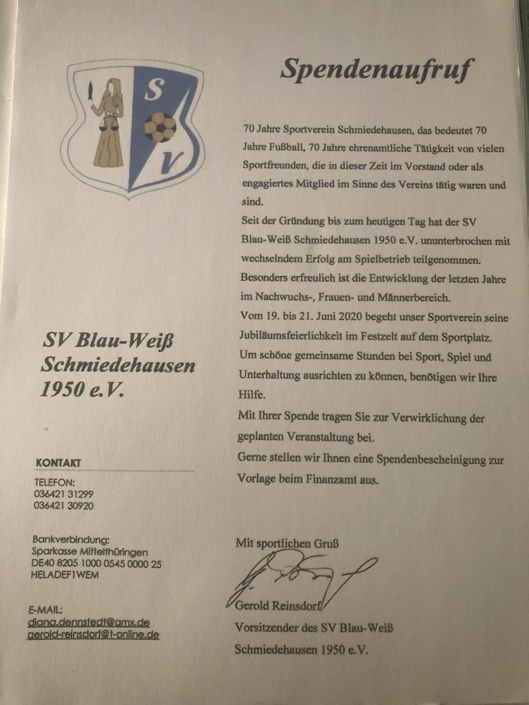 Vereinsjubiläum mit Spendenaufruf